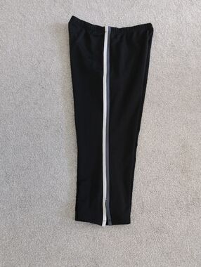 Black Athletic Pants with Gray & White Center Stripe (Size Tag Cut Out)
